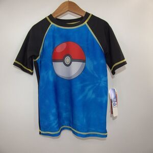 NWT Kids Rashguard Pokemon Poke Ball Short Sleeve Size 4